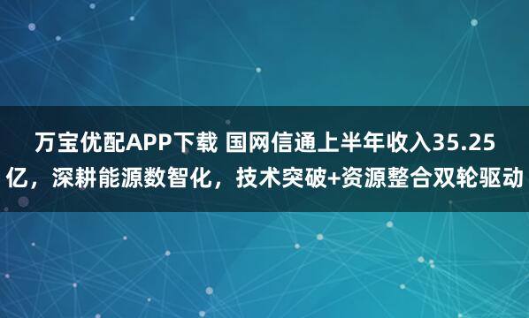 万宝优配APP下载 国网信通上半年收入35.25亿,深耕能源数智化,技术突破+资源整合双轮驱动